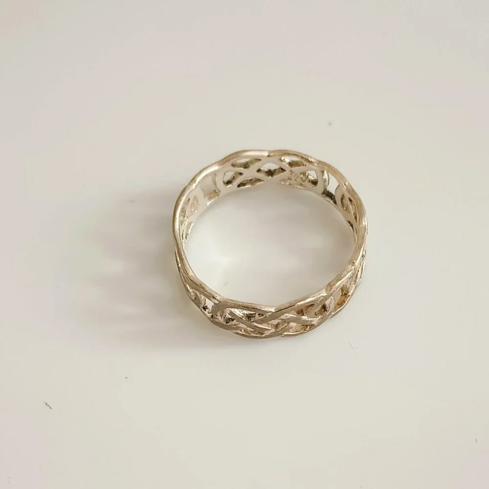 Charles Winston 925 Open Work Ring 9.5 Vintage Sterling Silver Wedding Band